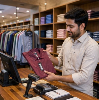 Clothing store racks for barcode and variant billing